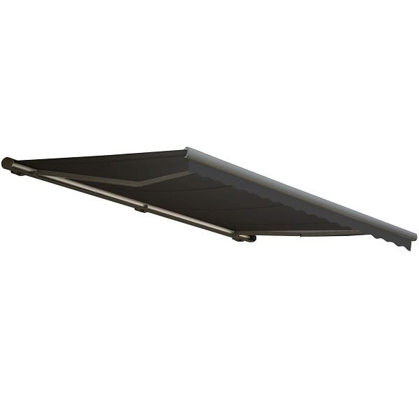 Mendler Elektrische Kassetten-Markise T123, Vollkassette Volant 4,5x3m, Polyester Anthrazit, grau, 58250+34295+58309+62482