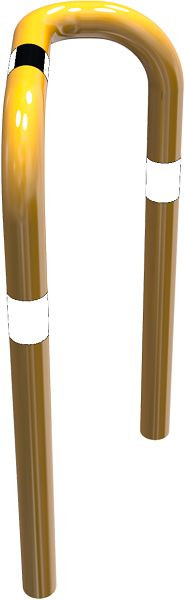 Schake Rammschutzbügel 90° einseitig rechts, Stahlrohr Ø 76 mm gelb / schwarz, Höhe Überflur: 650 mm, zum Einbetonieren, 477_76BG