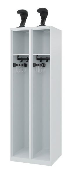 C+P Feuerwehrspind Evolo, Modell EXPERT, 2 Abteile, H1850B600T500 mm, Lichtgrau, Helmhalter, 0491015-20 S10003