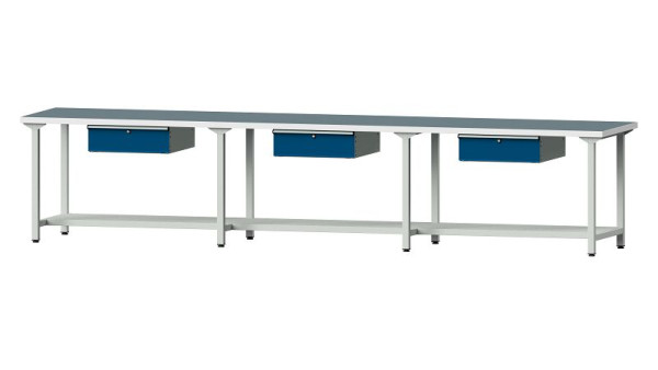 ANKE Werkbänke Arbeitstisch, Modell 203, 4050 x 800 x 840 mm, RAL 7035/5010, UBP 40 mm, 401.540