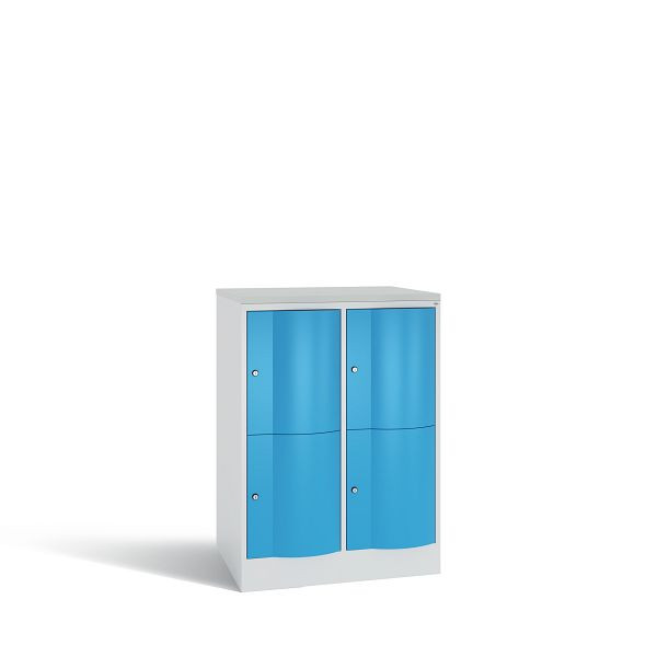 C+P XL-Schließfachschrank, 4 Fächer,H1077B772T640mm,Grau/Lichtblau/DBSHellgrau, 8472-273 S10081