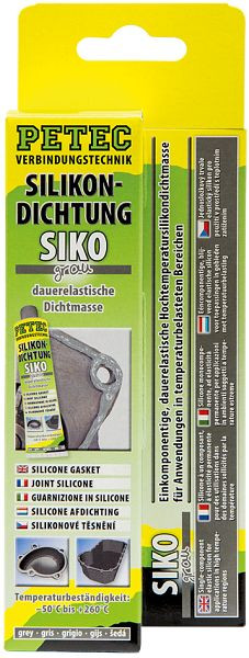 Petec Silikondichtung, Grau, 70ml, Sb-Karte, VE: 10 Stück, 97680