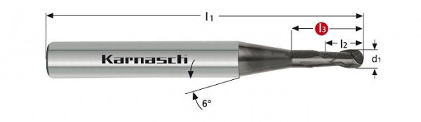 Karnasch VHM-3D-Radiusfräser, lang, Rockwell Cutter d= 1,2/r=0,60/ L3= 2,8 mm UFX - 3, VE: 2 Stück, 3064740120