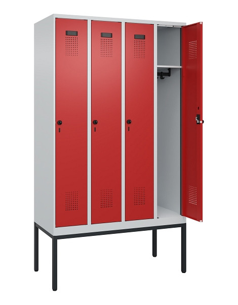C+P Spind Evolo PLUS, Gestell, 4 Abteile, 2120x1200x500mm, 7035/3000, Verschluss Drehriegel, Ablageböden 4, 0490307-40 S10003