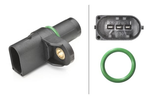 HELLA Sensor, Nockenwellenposition, 12V, 3-polig, mit Dichtung, ohne Kabel, 6PU 009 121-701