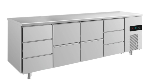 A&S Polarny Kühltisch -2 bis +8°C mit 2x zwei Schubladen und 2x drei Schubladen außen, 2330 x 700 x 850 mm, KT4DZZD