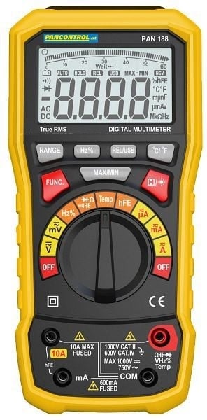 PANCONTROL Digital-Multimeter 1000V CAT III True RMS, Bluetooth + USB Schnittstelle, PAN 188