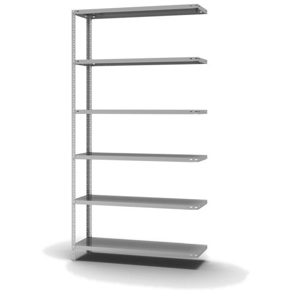 hofe Fachboden-Anbauregal, 2500x400x1300 mm, 6 Fachebenen, verzinkt, 200 kg Fachlast, 1200 kg Feldlast, zweiseitige Bedienung, WZA25413M