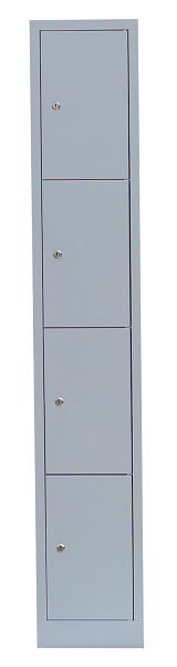 Lüllmann Stahl-Fächerschrank, 1800 x 315 x 500 mm, Lichtgrau/Lichtgrau, 520410
