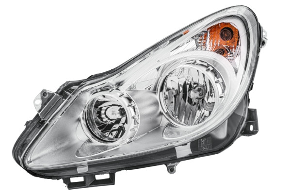 HELLA Halogen-Hauptscheinwerfer, für u.a. Opel Corsa D (S07), chrom, für Rechtsverkehr, links, 1EG 354 534-011