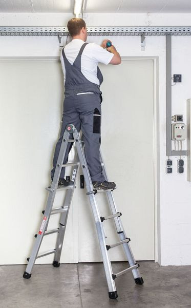 Euroline Alu-Vario-Klappleiter Modell Nr. 31601 mit 4 x 6 Stufen, 7m Arbeitshöhe, 3160106