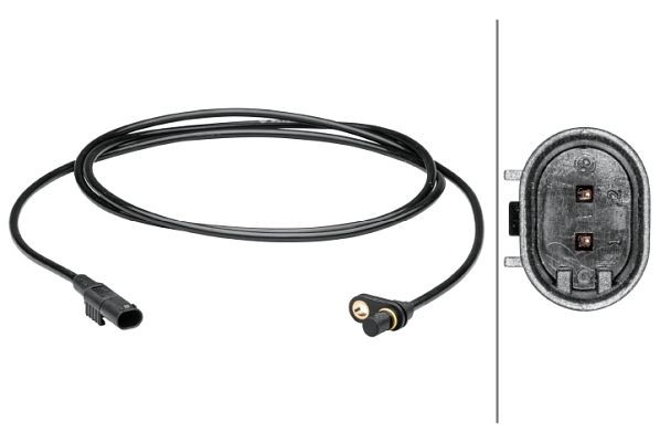 HELLA Sensor, Raddrehzahl, 2-polig, Hinterachse, Gesamtlänge: 1939mm, 6PU 012 679-141