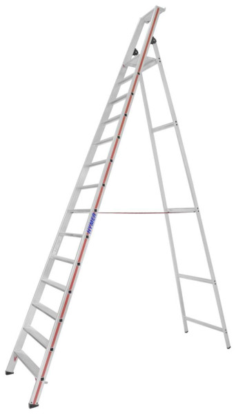 HYMER Stufenstehleiter mit Plattform, einseitig begehbar, 14 Stufen, Länge 4,20 m, Standhöhe: 3,25 m, 802614