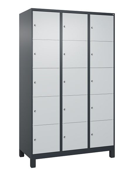 C+P Schließfachschrank Classic PLUS, Füße, 3 Abteile, 1950x1200x500mm, 7016/7035, 080010-325 S10016