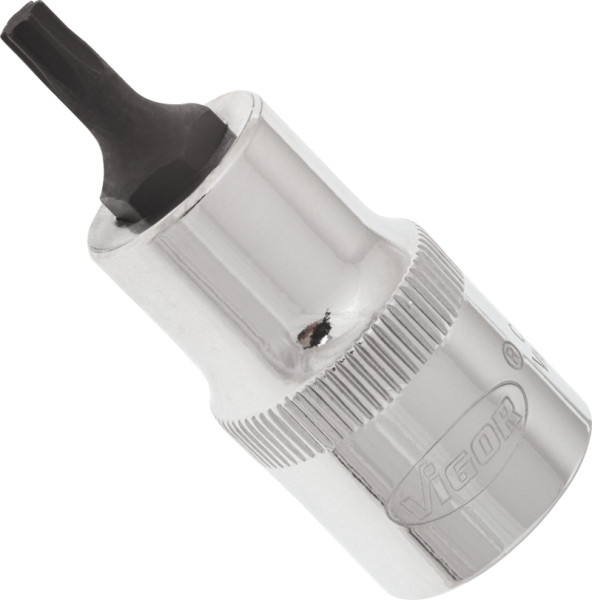 VIGOR TORX Schraubendreher-Einsatz, Vierkant hohl 12,5 mm (1/2 Zoll), Innen TORX Profil, T25, Länge: 55 mm, für Handbetätigung, V2152