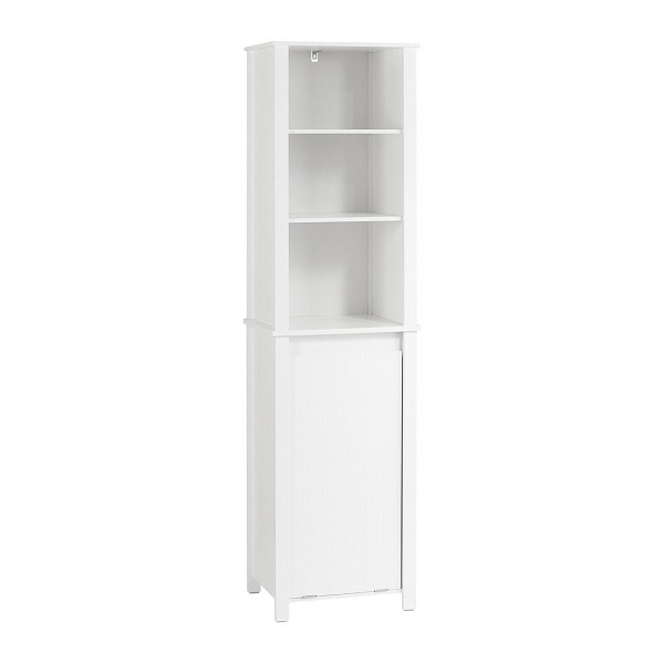 SoBuy Badezimmerschrank mit einer Tür Weiß 45x35x171 cm, Modern, BZR102-W