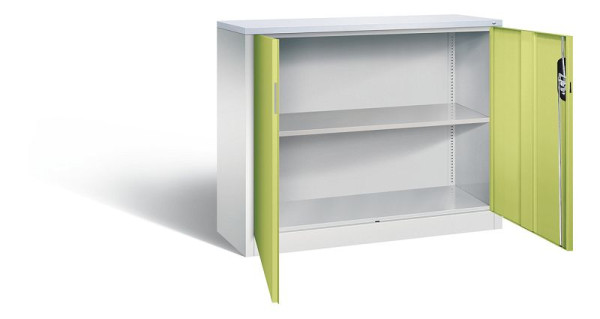 C+P Büroschrank Acurado, H1000xB1200xT400mm, Farbe: Lichtgrau / Viridingrün, Muldengriff, 2 OH, 9466-1200 S10286