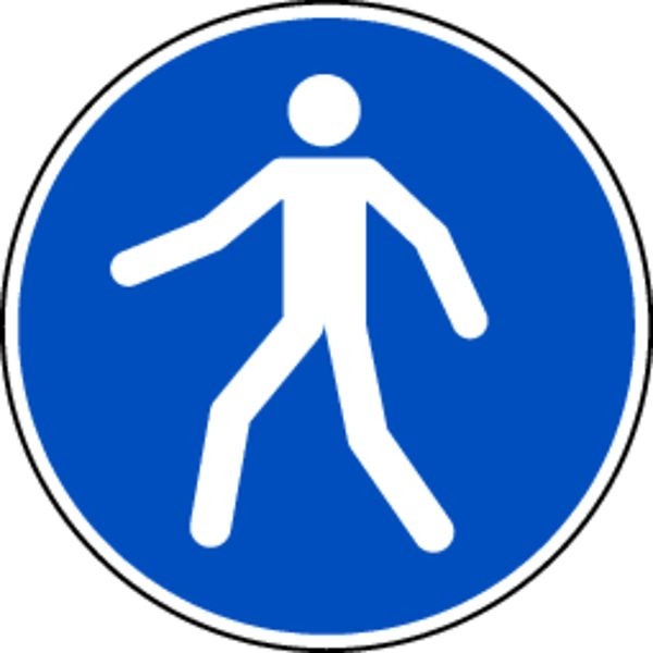 Schilder Klar Gebotszeichen Fußgängerweg benutzen DIN EN ISO 7010-M024, 200 mm Folie selbstklebend, 1424/62