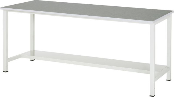 RAU Werktisch Serie 900, B2000xT800xH825mm, Oberseite mit Universal/Linoleum-Belag, mit Ablageboden unten, 320mm tief, 03-900-3-L25-20.12