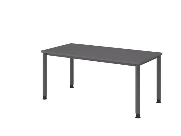 Hammerbacher Schreibtisch 4 Fuß rund 160x80cm Graphit/Graphit, Rechteckform, VHS16/G/G