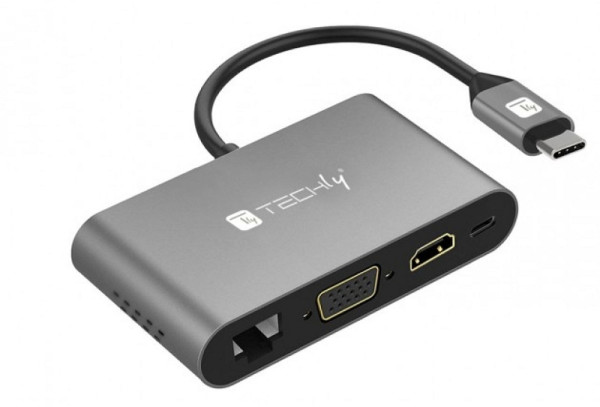 Jetrics jetcon-USBC-Dock USB Typ-C Docking Station auf 2x USB3.0, HDMI, VGA, RJ45, USB Typ-C, SD-Slot, 238845