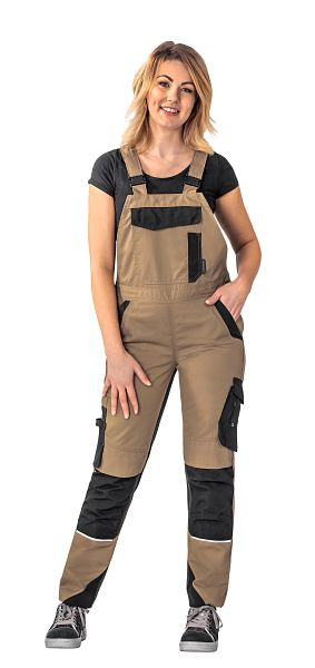 Planam Norit Damen Latzhose, sand/schwarz, Größe 40, 6533040