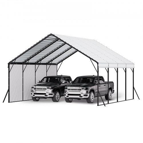 VEVOR Zeltgarage 5,8x6x3,77 m, stabiler Carport mit Dach & abnehmbaren Seitenwänden, Autounterstand für PKW, Boot & Traktor, ZXCP2020FTCBHW6BK001V0