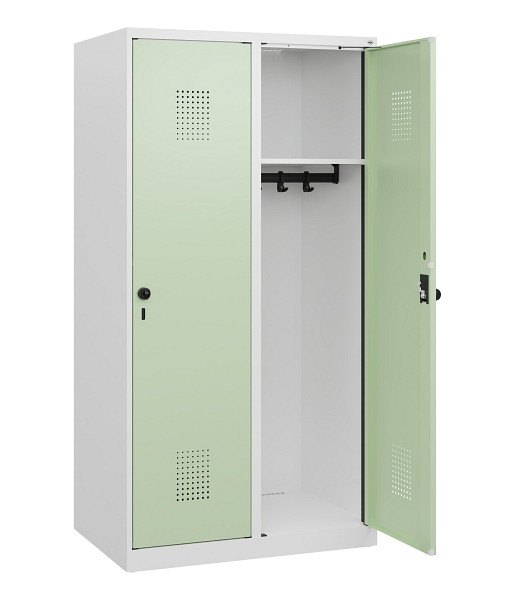 C+P Spind Evolo PLUS, 2 Abteile, 1530x800x500mm, 9016/6019, Drehriegel, 0490005-22 S10021