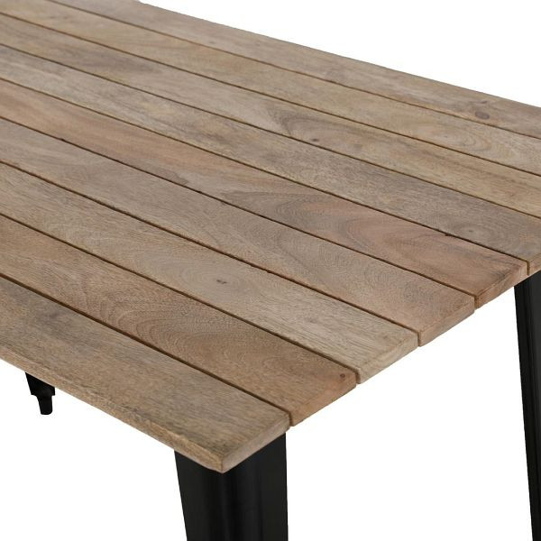 Bolero Bistro Esstisch Mangoholz-Lattenplatte Schwarz 1200mm, HZ810
