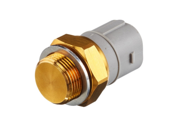 HELLA Temperaturschalter, Kühlerlüfter, 12V, 3-polig, Flachstecker, geschraubt, Doppelausgang/Schließer, Farbe: grau, 6ZT 007 837-071