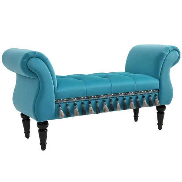 HOMCOM Polsterbank, Sitzbank, Vintage-Design, bis 150 kg, 117x40x58 cm, Blau, 831-305BU