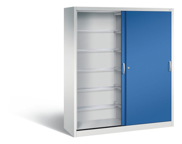 C+P Schiebetürenschrank Acurado, H1950xB1600xT500mm, Farbe: Lichtgrau / Enzianblau, Bügelgriff, 2150-60 S10020