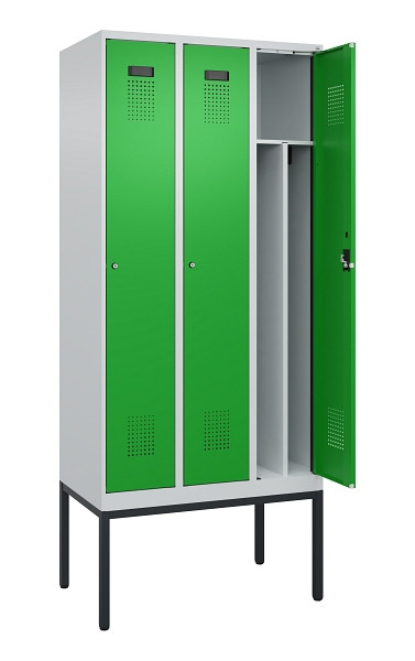 C+P Spind Evolo PLUS, Gestell, 3 Abteile, 2120x900x500mm, 7035/6037, Verschluss Zylinderschloss, 0490307-30F S10038