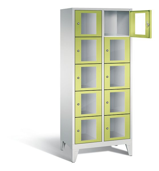 C+P Schließfachschrank Classic, H1850xB810xT500mm, Farbe: Lichtgrau / Viridingrün, 8010A225 S10007