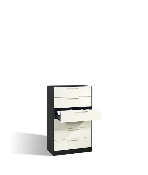 C+P Karteischrank Asisto, H1310xB800xT435mm, Farbe: Schwarzgrau, Bügelgriff, Stahl-Abdeckplatte, 146023-623 S10028