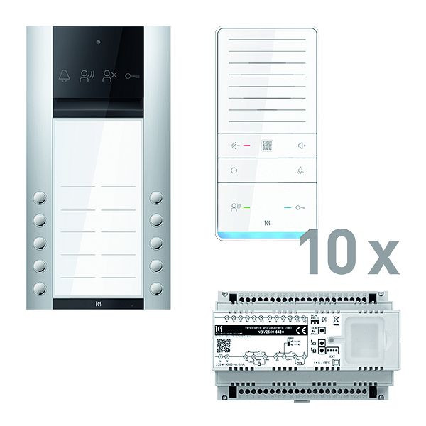 TCS Türkontrollsystem audio: pack PRO 10WE Außenstation ASA 10T AP 10x Freisprecher ISW6031 Steuergerät, PAAF102/008