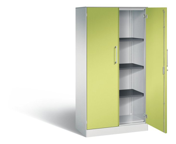 C+P Flügeltürenschrank Asisto, H1635xB800xT435mm, Farbe: Lichtgrau / Viridingrün, Bügelgriff, 4 OH, 141013-000 S10116
