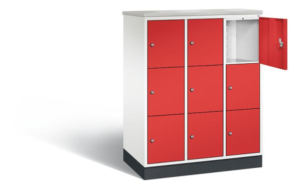 C+P Schließfachschrank Intro, H1255xB920xT490mm, Farbe: Verkehrsweiß / feuerrot, 8573-301 S10390