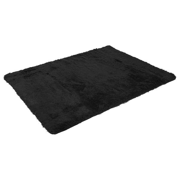 Mendler Teppich HWC-F69, Shaggy Läufer Hochflor Langflor, Stoff/Textil flauschig weich 230x160cm, schwarz, 70290