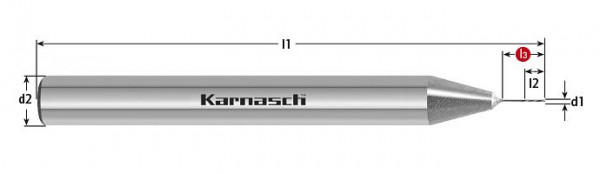 Karnasch Micro-VHM-Präzisionsreibahle HSR d= 0,580 / L3=5,0 mm Z=4 Schaft HA linksspirale, rechtsschneidend, 2214500580