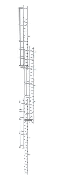 Munk Günzburger Steigtechnik Mehrzügige Steigleiter mit Rückenschutz (Notleiter) Aluminium eloxiert 16,32m, 500250