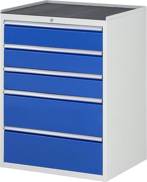 RAU Schubladenschrank Serie 7000, B770 x T650 x H1035mm, Metallauflage, Höhe 25 mm, Schubladen: 3xH150, 2xH240 mm, 13-XL7.4A-MT.11
