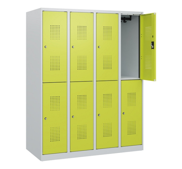 C+P Doppelstöckiger Spind Evolo PLUS, 8 Fächer, 1530x1200x500mm, 7035/0024, Zylinderschloss, 0493005-40 S10042
