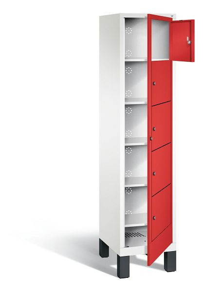 C+P Wäsche-Sammelschrank Evolo, H1850xB420xT500mm, Farbe: Verkehrsweiß / feuerrot, 48060-105 S10146