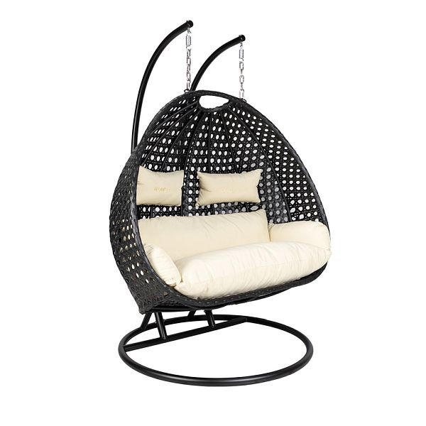 HOME DELUXE Polyrattan Hängesessel TWIN DELUXE - Schwarz mit Regenabdeckung, 59127