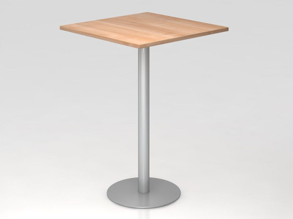 Hammerbacher Stehtisch 80x80cm Nussbaum/Silber, Gestell: Silber, VSTH88/N/S