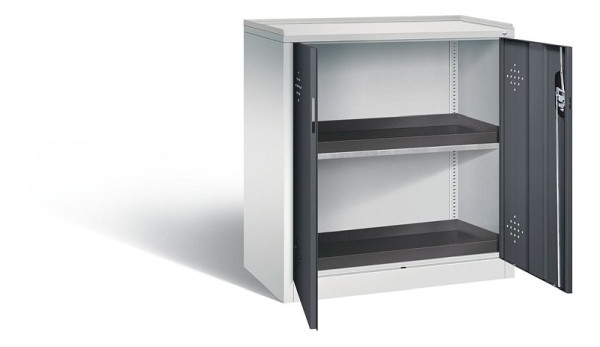 C+P Umweltschrank Acurado, H1000xB930xT500mm, Farbe: Lichtgrau / Schwarzgrau, Muldengriff, 8821-316 S10078