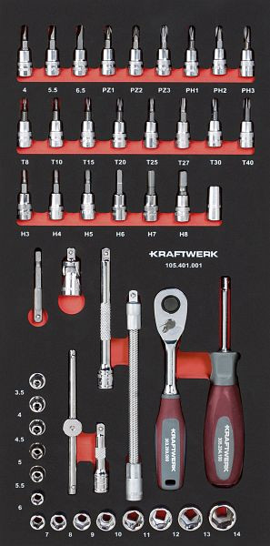 Kraftwerk PRO LINE EVA Steckschlüsselsatz 1/4" 46-tlg. 20x40 Einlage, 105.401.001