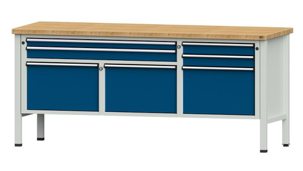 ANKE Werkbänke Kastenwerkbank, Modell 281 V, 2000 x 700 x 890 mm, RAL 7035/5010, BMP 40 mm, 304.517