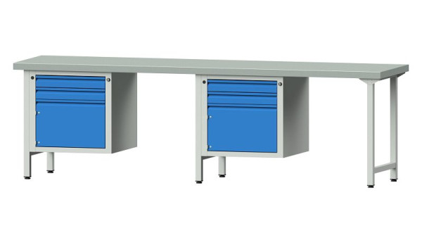 ANKE Werkbänke Kombiwerkbank, Modell 732 E, 2800 x 700 x 850 mm, RAL 7035/5012, ZBP 50 mm, 511.007
